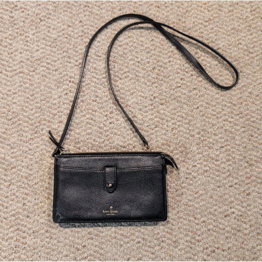 Kate Spade New York Jackson Small Tab Crossbody Bag Black Pebbled Leather